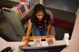 Ruchi Patel volunteers at the Dalesville Library every Tuesday after school. Patel's job is to organize the book shelves, make panphlets, and make sure the library is a clean enviroment. Stephanie Amador, NPPA
