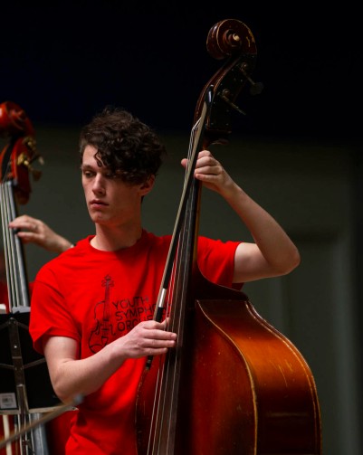 A Youth Symphony Orchestra of East Central Indiana member plays the cello at the Muncie Outreach concert on April 13 at the Muncie Mall. Breanna Daugherty | SFG